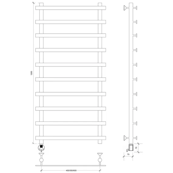 Полотенцесушитель Secado Понтида 1 электрический L/R  хром