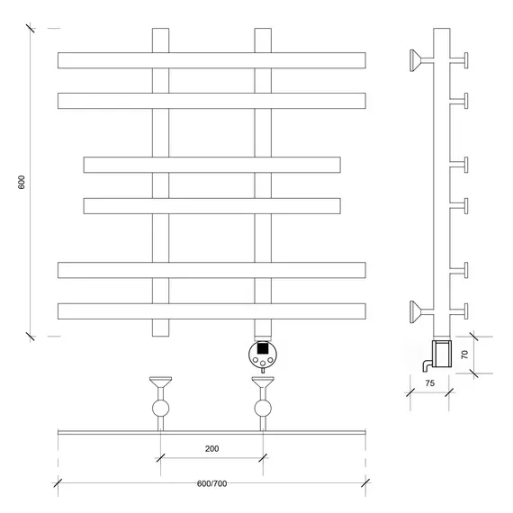 Полотенцесушитель Secado Понтида 2  электрический L/R  хром