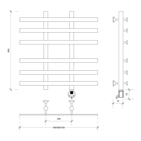 Полотенцесушитель Secado Понтида 4  электрический L/R  хром