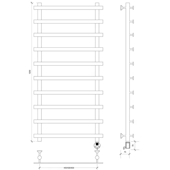 Полотенцесушитель Secado Понтида 1 электрический L/R  хром
