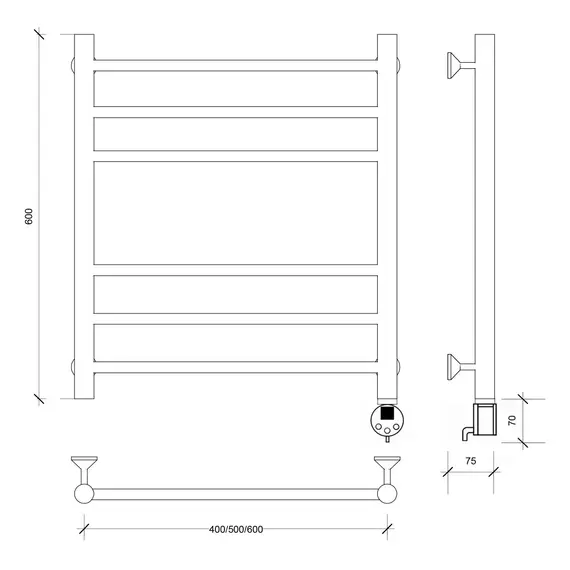 Полотенцесушитель Secado Триада 3 электрический L/R  хром