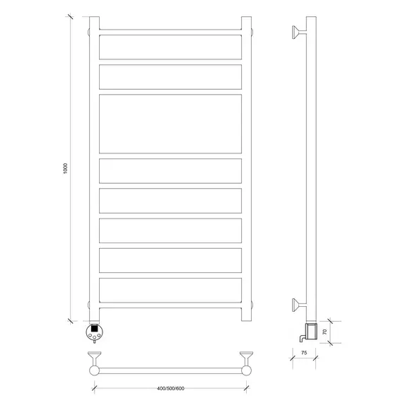 Полотенцесушитель Secado Триада 5  электрический L/R  хром