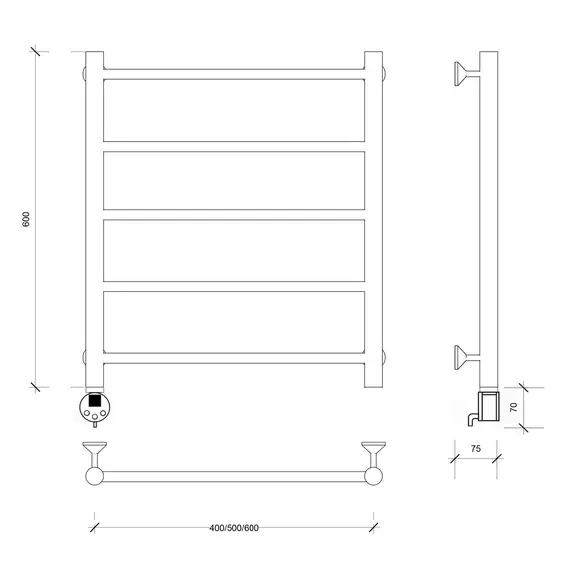 Полотенцесушитель Secado Триада 1 электрический L/R  хром