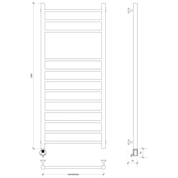 Полотенцесушитель Secado Триада 5  электрический L/R  хром