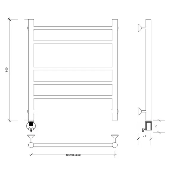 Полотенцесушитель Secado Триада 5  электрический L/R  хром
