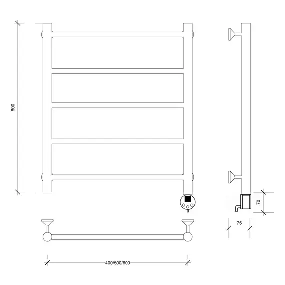 Полотенцесушитель Secado Триада 1 электрический L/R  хром