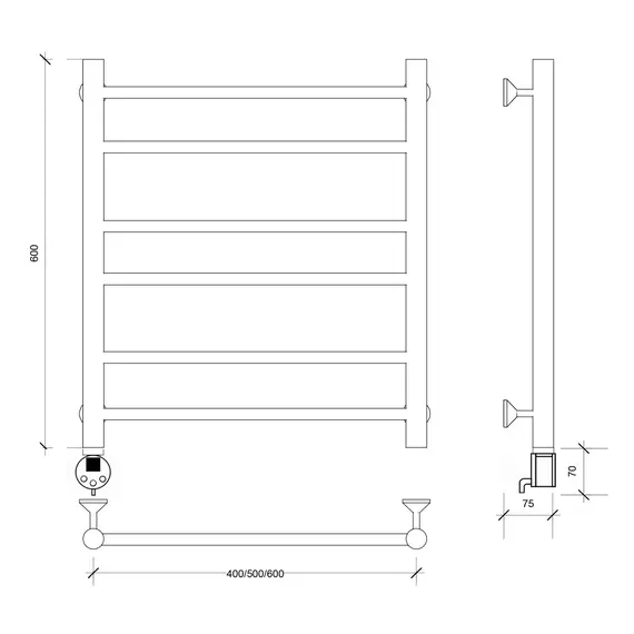 Полотенцесушитель Secado Триада 2 электрический L/R  хром