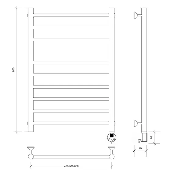 Полотенцесушитель Secado Триада 5  электрический L/R  хром