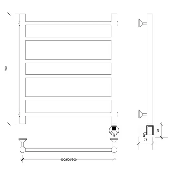 Полотенцесушитель Secado Триада 2 электрический L/R  хром