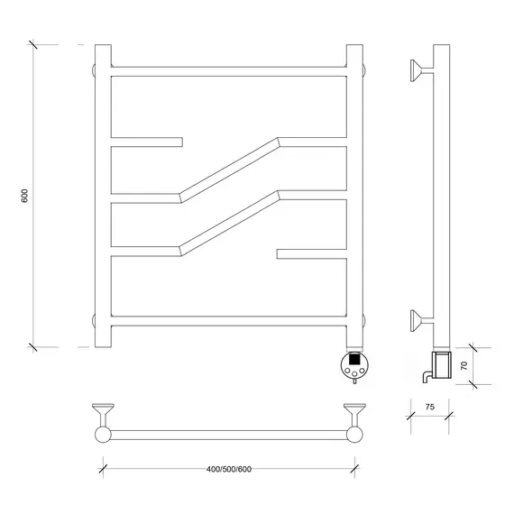 Полотенцесушитель Secado Риволи электрический L/R  хром