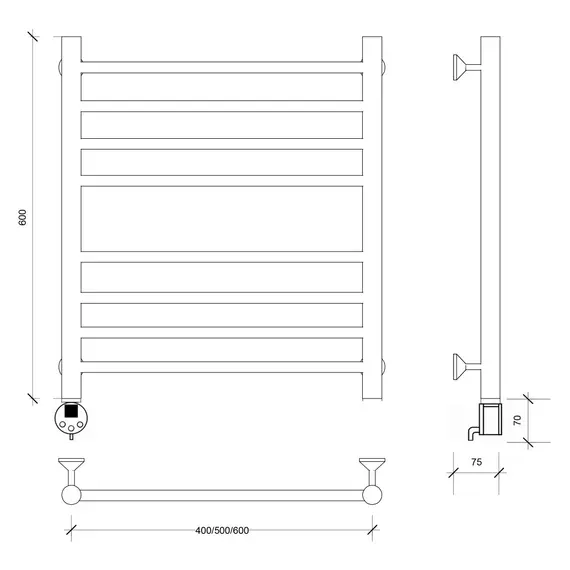 Полотенцесушитель Secado Триада 4 электрический L/R хром