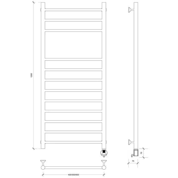Полотенцесушитель Secado Триада 5  электрический L/R  хром