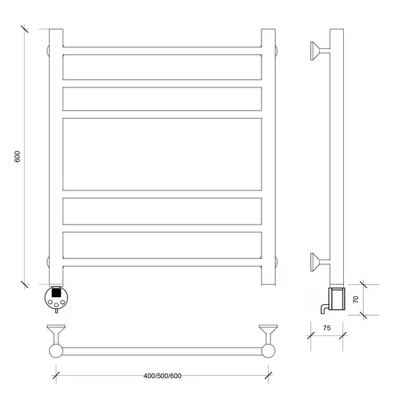 Полотенцесушитель Secado Триада 3 электрический L/R  хром