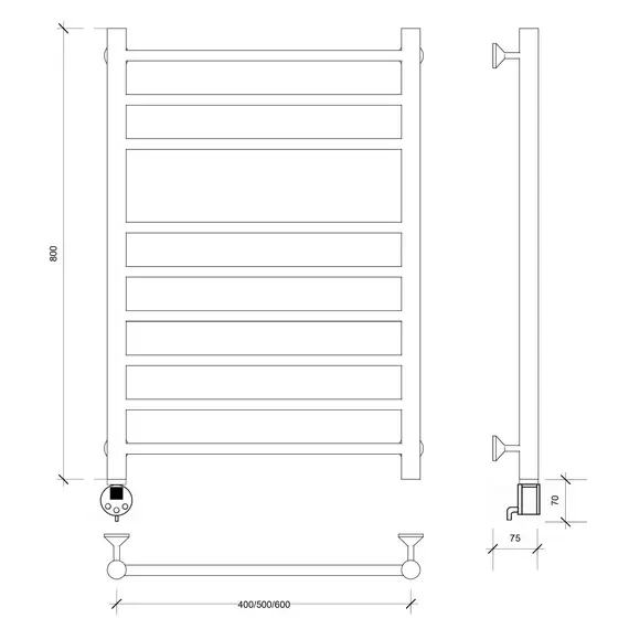 Полотенцесушитель Secado Триада 5  электрический L/R  хром