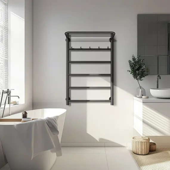 Полотенцесушитель Secado Триада 1 КСП , с крючками и полочкой , электрический L/R хром