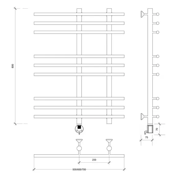 Полотенцесушитель Secado Турин 3 электрический L/R хром