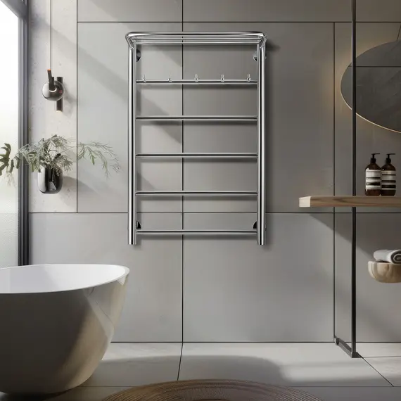 Полотенцесушитель Secado Триада 1 КСП , с крючками и полочкой , электрический L/R хром