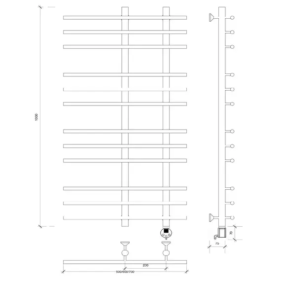 Полотенцесушитель Secado Турин 3 электрический L/R хром