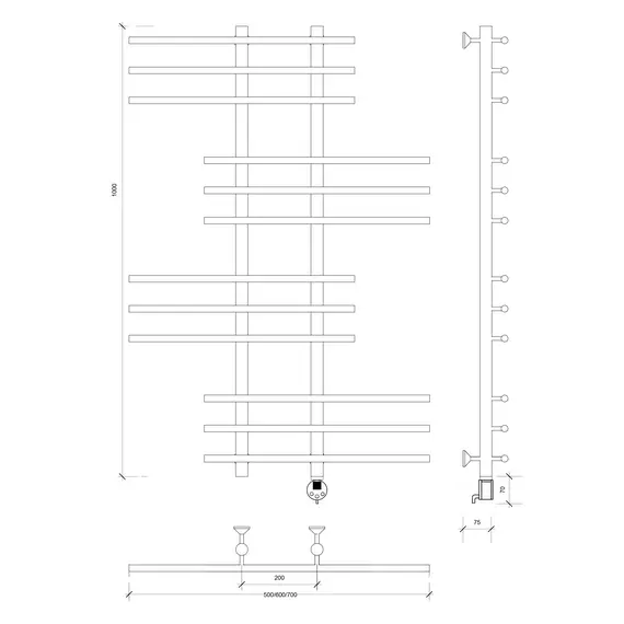 Полотенцесушитель Secado Турин 5  электрический L/R хром