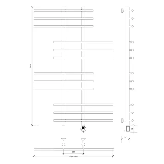 Полотенцесушитель Secado Турин 5  электрический L/R хром