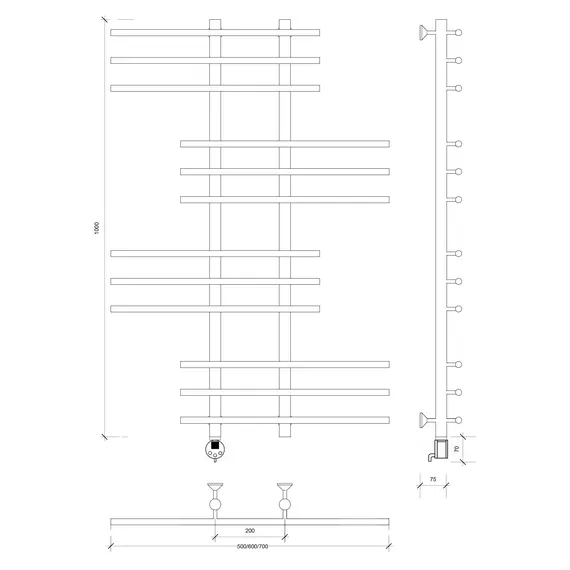 Полотенцесушитель Secado Турин 5  электрический L/R хром