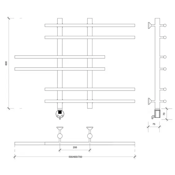 Полотенцесушитель Secado Турин 5  электрический L/R хром