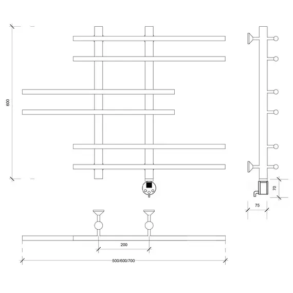 Полотенцесушитель Secado Турин 5  электрический L/R хром