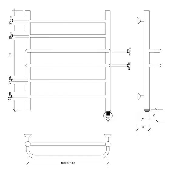 Полотенцесушитель Secado Триест электрический L/R хром