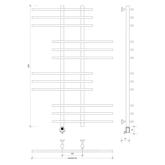 Полотенцесушитель Secado Турин 5  электрический L/R хром
