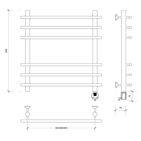Полотенцесушитель Secado Турин +, электрический L/R  хром