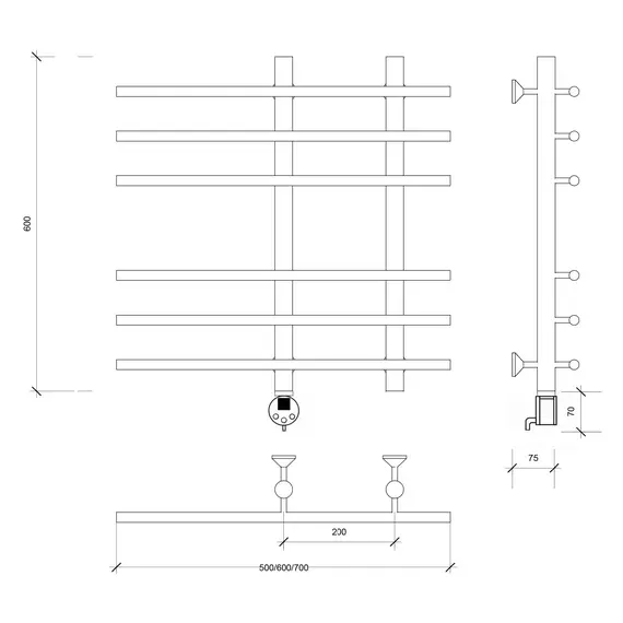 Полотенцесушитель Secado Турин 3 электрический L/R хром