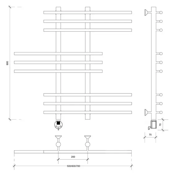 Полотенцесушитель Secado Турин 5  электрический L/R хром
