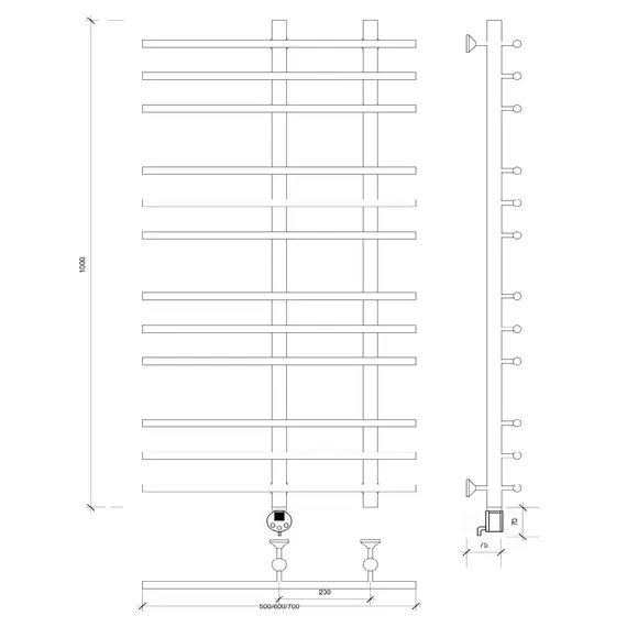 Полотенцесушитель Secado Турин 3 электрический L/R хром