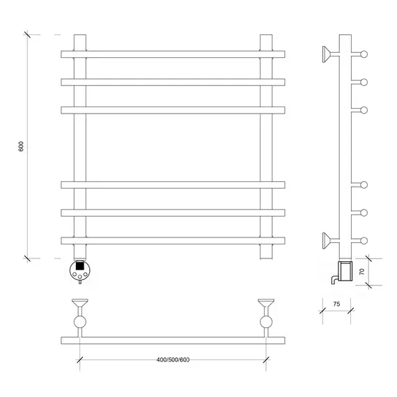Полотенцесушитель Secado Турин +, электрический L/R  хром