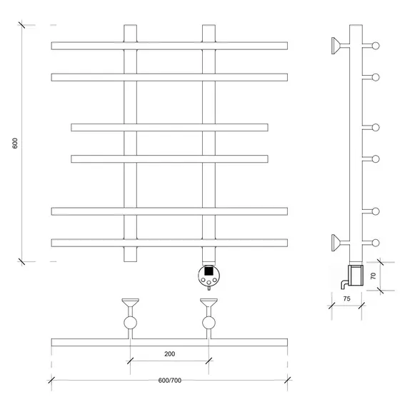 Полотенцесушитель Secado Турин 2  электрический L/R хром