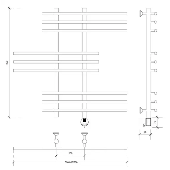 Полотенцесушитель Secado Турин 5  электрический L/R хром
