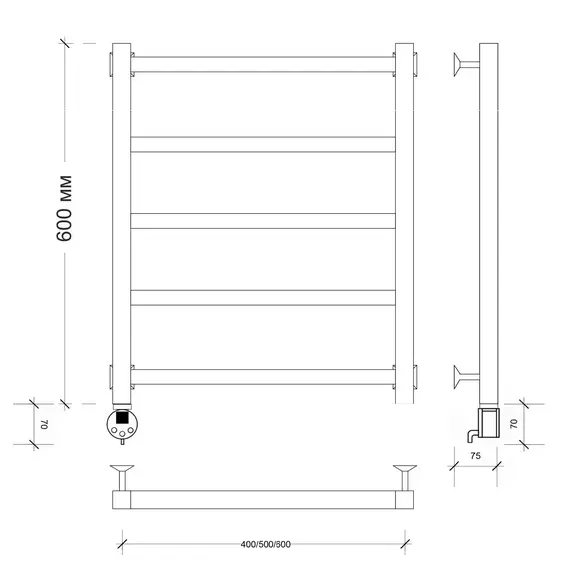 Полотенцесушитель Secado Корато 1 электрический L/R  хром