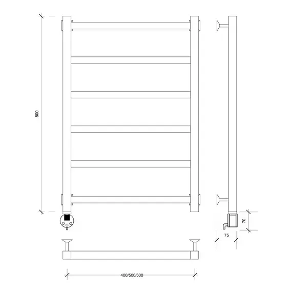 Полотенцесушитель Secado Корато 1 электрический L/R  хром