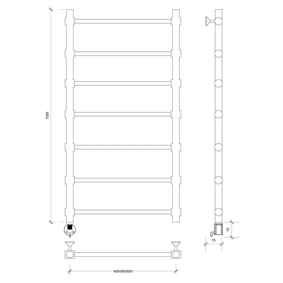 Полотенцесушитель Secado Флоренция 2  электрический L/R хром