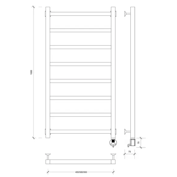 Полотенцесушитель Secado Корато 1 электрический L/R  хром