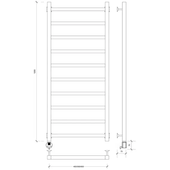 Полотенцесушитель Secado Корато 1 электрический L/R  хром
