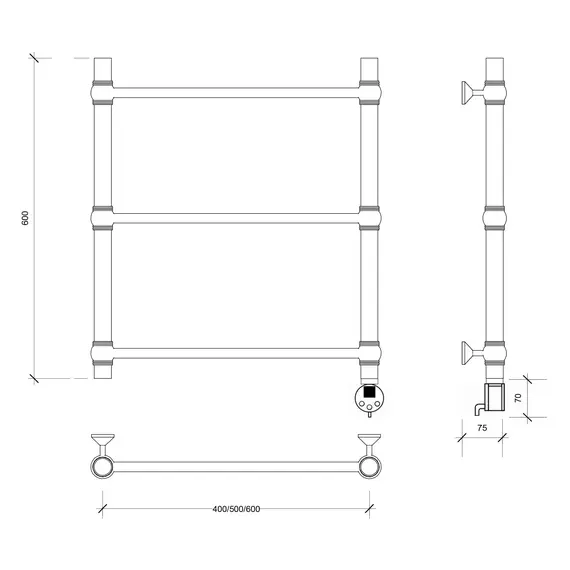 Полотенцесушитель Secado Флоренция 1 электрический L/R  хром