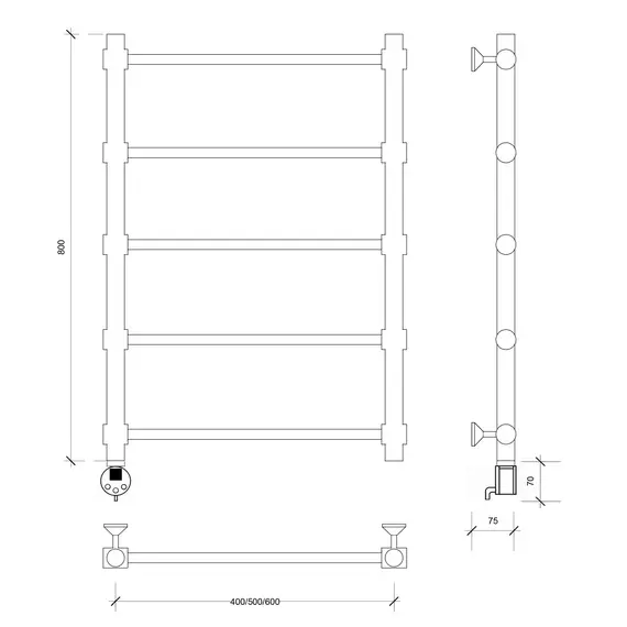 Полотенцесушитель Secado Флоренция 2  электрический L/R хром