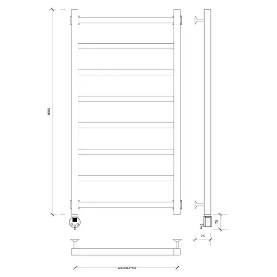 Полотенцесушитель Secado Корато 1 электрический L/R черный матовый