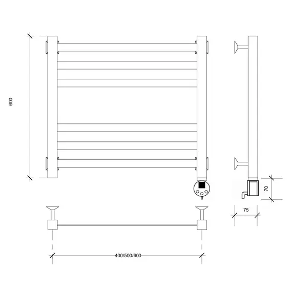 Полотенцесушитель Secado Корсико 3 электрический L/R хром