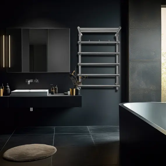 Полотенцесушитель Secado Турин 1 КСП, с крючками и полочкой,  электрический L/R  хром