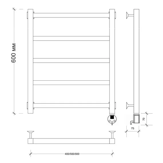 Полотенцесушитель Secado Корсико 1 электрический L/R  хром