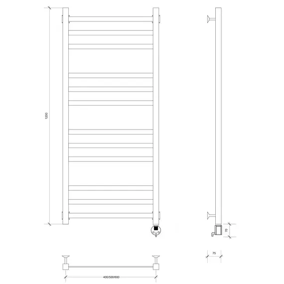 Полотенцесушитель Secado Корсико 3 электрический L/R хром