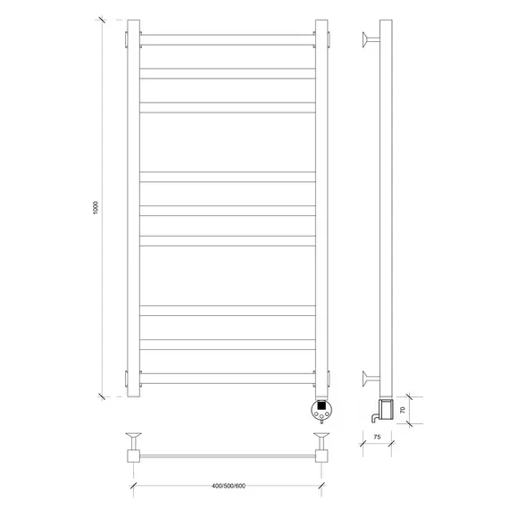 Полотенцесушитель Secado Корсико 3 электрический L/R хром