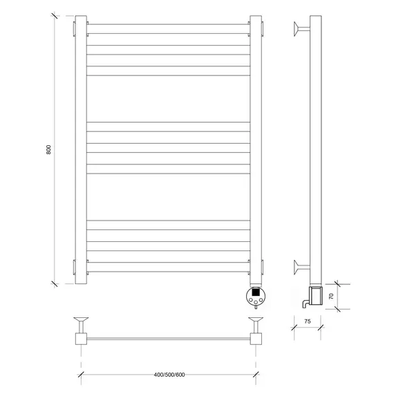 Полотенцесушитель Secado Корсико 3 электрический L/R хром